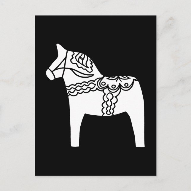 Postal Caballo de Dala Negro (Anverso)