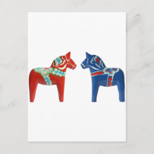 Postal Caballo de Dala Rojo y Azul