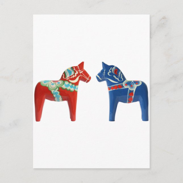Postal Caballo de Dala Rojo y Azul (Anverso)