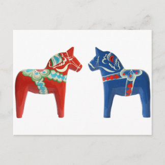 Postal Caballo de Dala Rojo y Azul