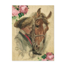 Caballo de estilo vintage y Rosas Cartucho francés