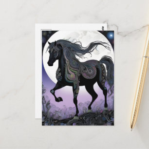 Postal Caballo de Fantasía Negro