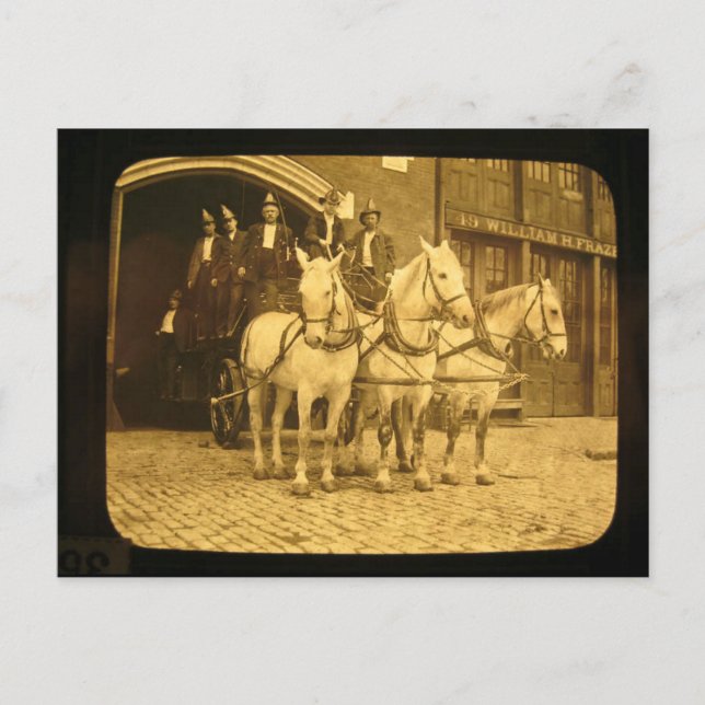 Postal Caballo de gancho y empresa de bomberos de carga - (Anverso)