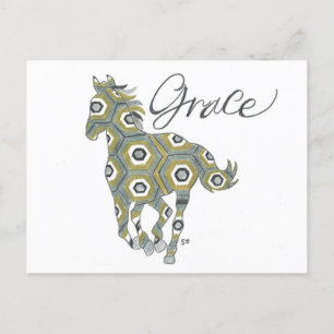 Postal Caballo de Gracia Geométrica Postcard de Sherry Ja