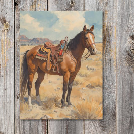 Postal Caballo de la Bahía en el desierto del Suroeste