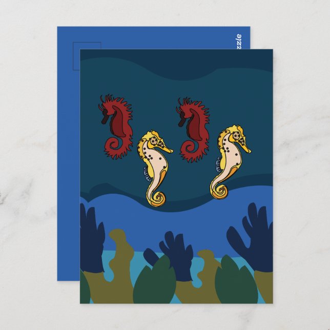 Postal Caballo De Mar Bajo La Playa Sea Ocean (Anverso / Reverso)