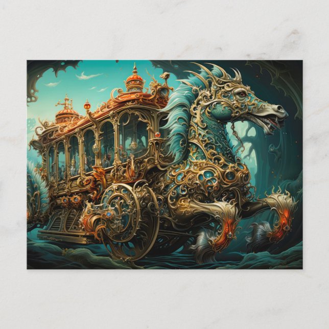 Postal Caballo De Mar Que Salta Del Transporte Ornato De  (Anverso)