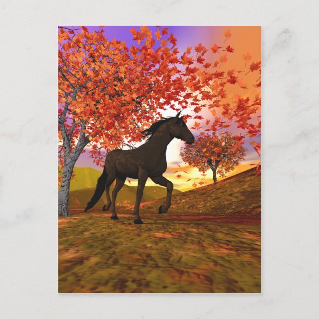 Postal Caballo de otoño (Anverso)