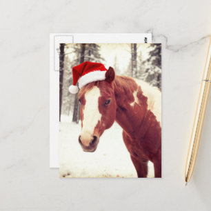 Postal Caballo de pintura de Navidad adorable y lindo