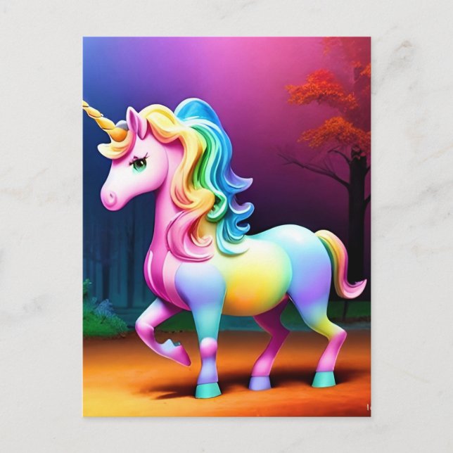 Postal Caballo de unicornio blanco-37474 (Anverso)