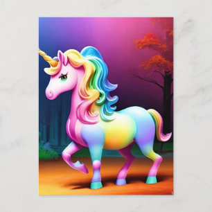 Postal Caballo de unicornio blanco-37474