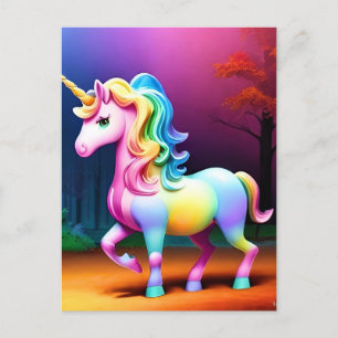 Postal Caballo de unicornio blanco-37474
