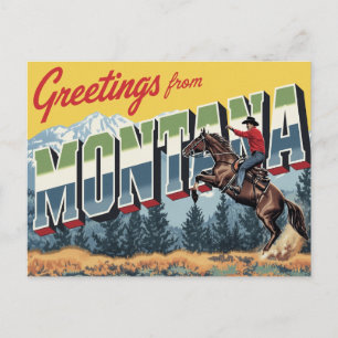 Postal Caballo de vaquero de Montana