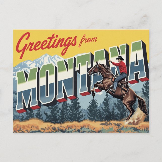Postal Caballo de vaquero de Montana (Anverso)
