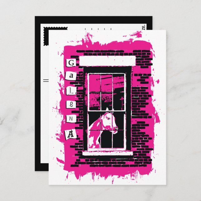 Postal caballo de ventana de galena (Anverso / Reverso)