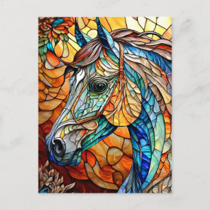 Postal Caballo de vidrio emplomado vibrante 25