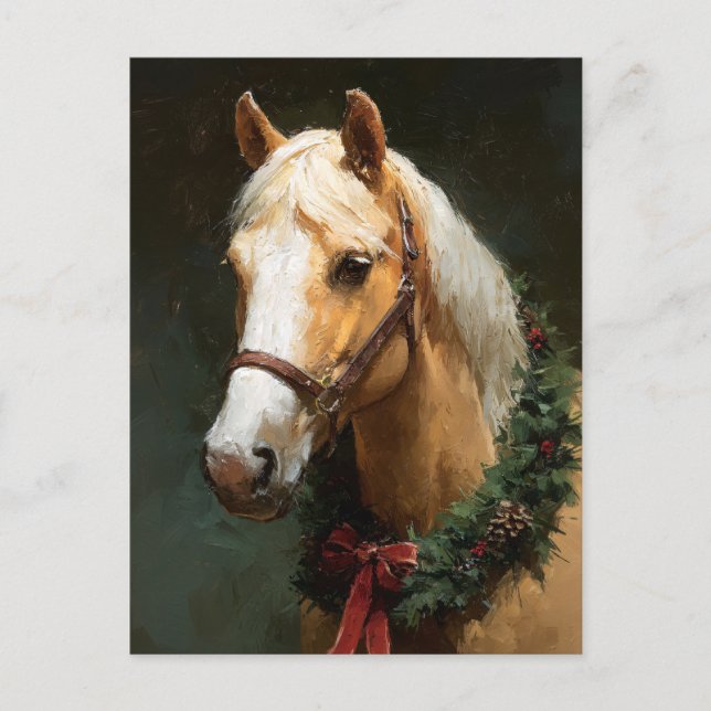 Postal Caballo elegante de vacaciones con corona (Anverso)