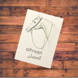 Postal Caballo en árabe - ilustracion vintage