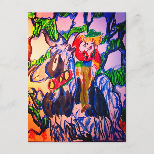 Postal Caballo en invierno rompecabezas rompecabezas bloq (Anverso)