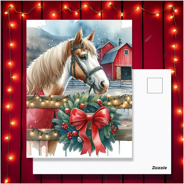 Postal Caballo en una granja Navidades personalizados (Subido por el creador)