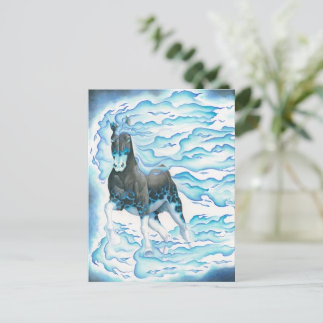Postal Caballo Fantasma de Llama Azul (Anverso de pie)