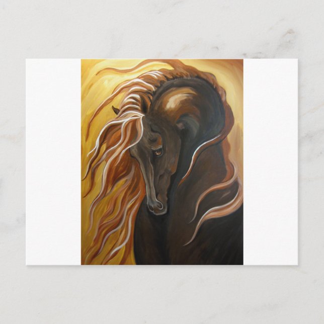 Postal Caballo Friesiano Dorado (Anverso)