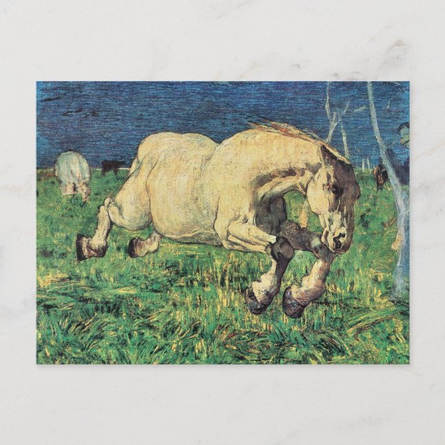 Postal Caballo galopante de Giovanni Segantini, Arte Vint (Anverso)