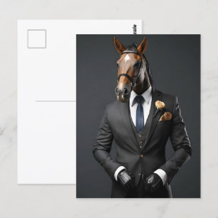 Postal Caballo gracioso en el traje