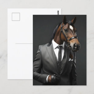 Postal Caballo gracioso en el traje