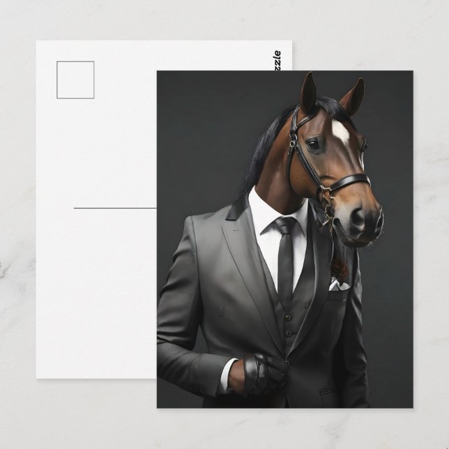Postal Caballo gracioso en el traje (Anverso / Reverso)