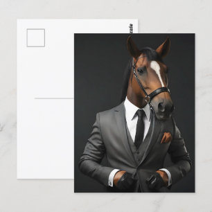 Postal Caballo gracioso en el traje