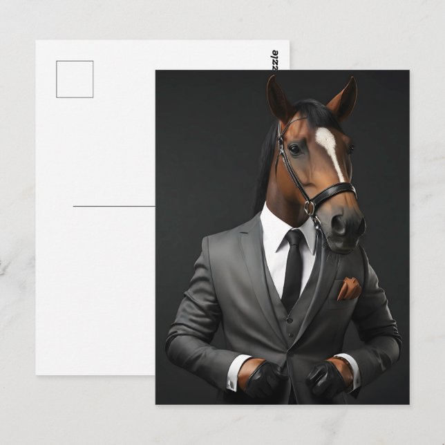 Postal Caballo gracioso en el traje (Anverso / Reverso)