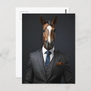 Postal Caballo gracioso en el traje