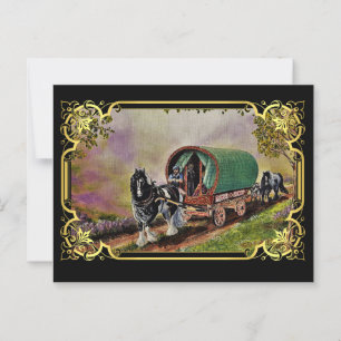 Postal Caballo Gypsy Vanner Tapiz de vagón irlandés
