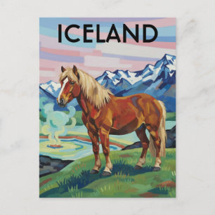 Postal Caballo islandés en viaje por Islandia