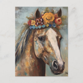 Postal Caballo lindo en una corona floral
