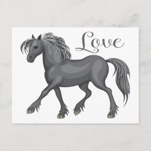 Postal Caballo Lindo Poni Ecuestre Hola, Amor, Te Extraño