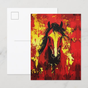 Postal Caballo Majestuoso – Espíritu Ardiente en Oro y Ro