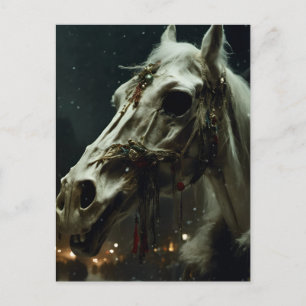 Postal Caballo Mari Lwyd Navidad Esqueleto