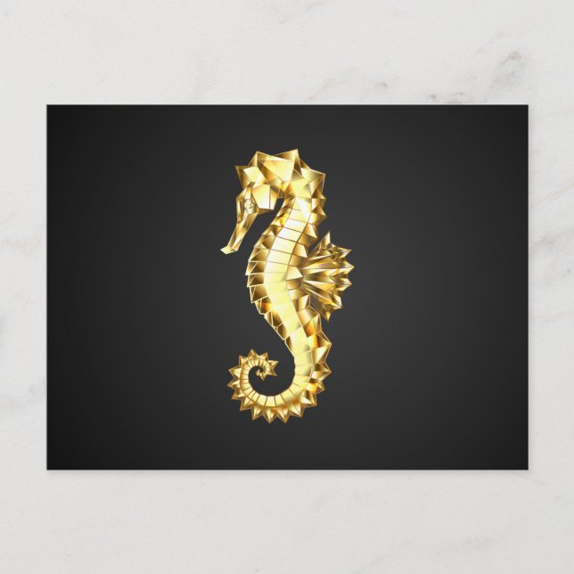 Postal Caballo marino polígono de oro (Anverso)