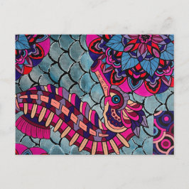 Postal Caballo marino rosa y púrpura