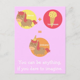 Postal Caballo Marrón Kawaii intentando ser un Unicornio