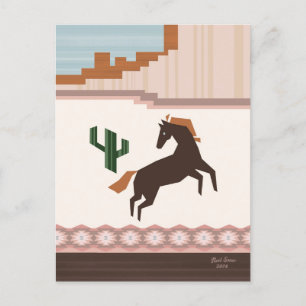 Postal Caballo marrón silvestre suroeste en blanco