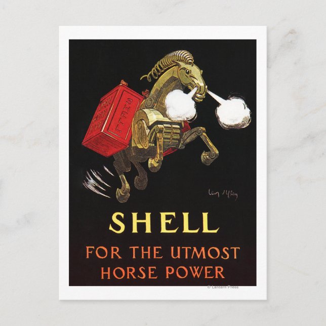 Postal Caballo Mecánico con Aceite de Shell (Anverso)