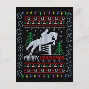 Postal Caballo montando Feliz Navidad