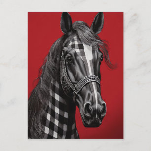 Postal Caballo negro de plástico
