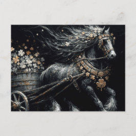 Postal Caballo negro lanzando una carga de piedras precio