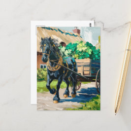 Postal Caballo negro lanzando una carga de piedras precio