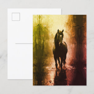 Postal Caballo negro místico - Ecuestre de fantasía oscur