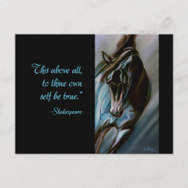 Postal Caballo oscuro en aguamarina - semental expresivo